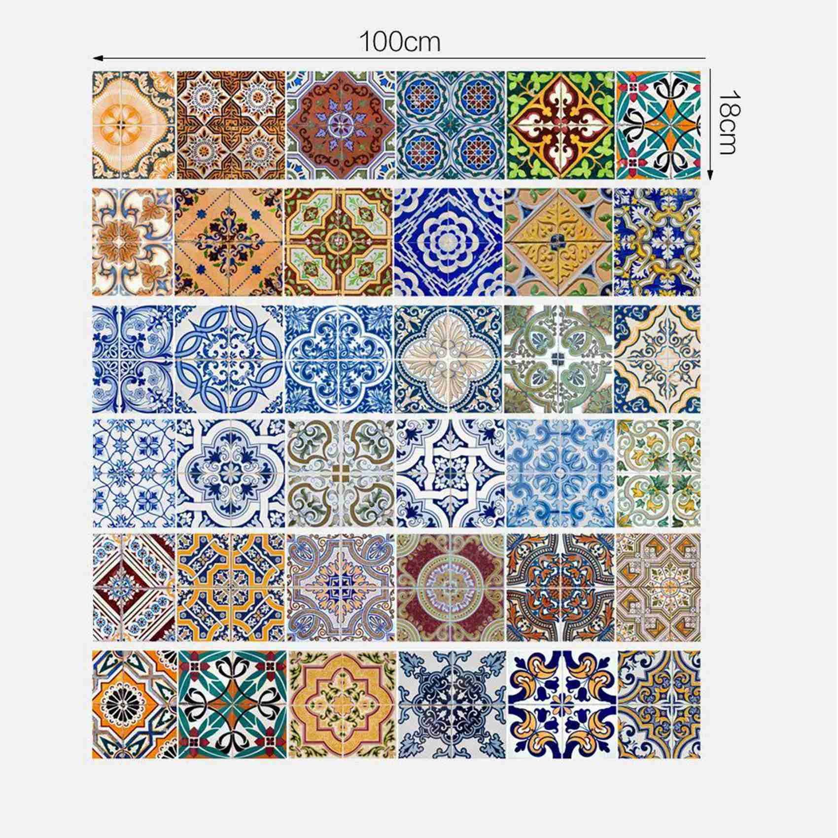 12X Peel and Stick Tile Backsplash Stair Riser Decals DIY Mexican Traditional Waterproof