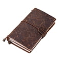 thumbnail image 4 of Vintage Full Grain Leather Refillable Travel Journal Notebook Diary Embossed Flower Pattern Daily Notepad Cover with Elastic Strap for Men & Women Gift, 4 of 8