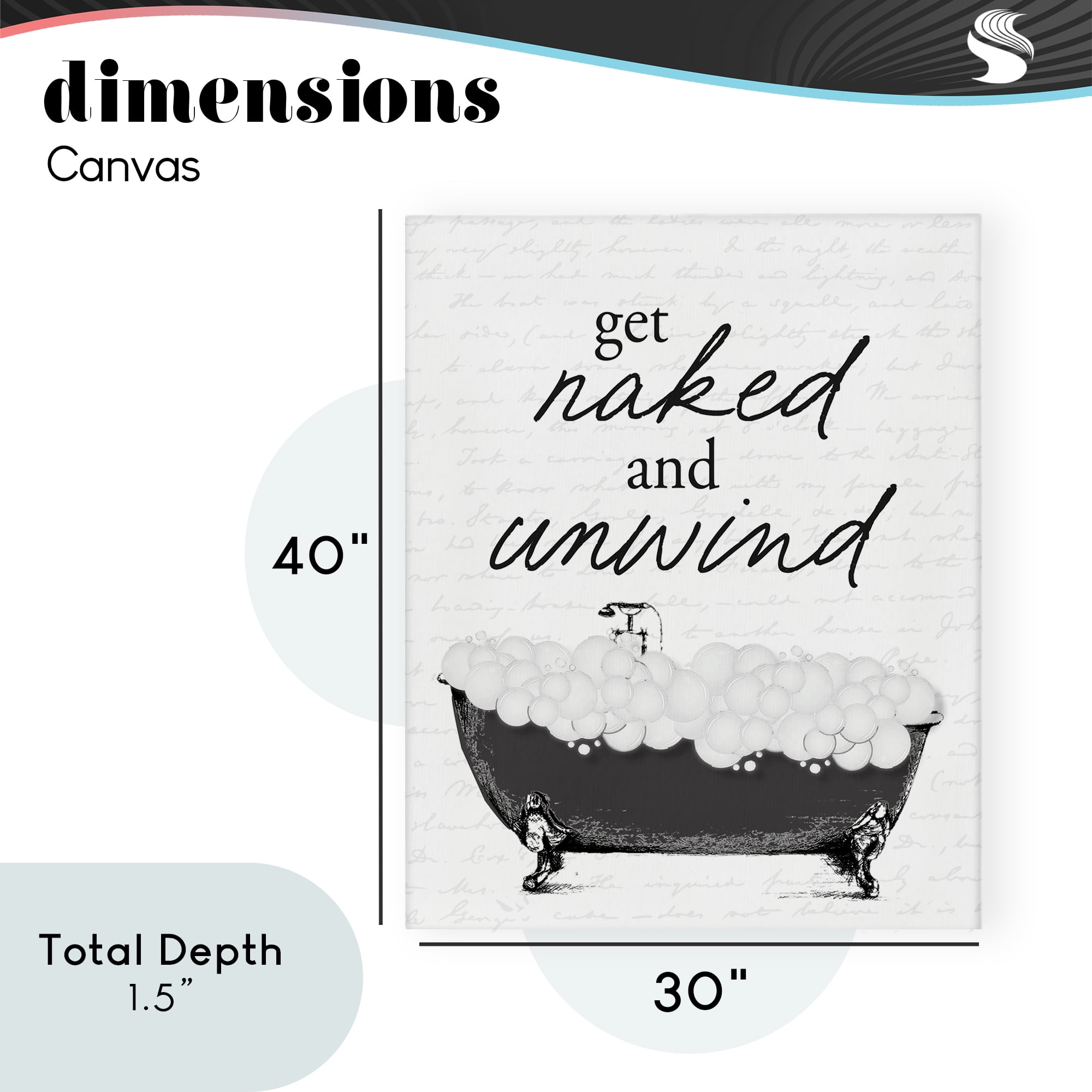 Unwind Bubble Bath Canvas Wall Art, design by Lettered and Lined