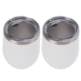 thumbnail image 3 of Copa de vino aislada con tapas y pajitas, 2 vasos de acero inoxidable de doble pared con aislamiento al vacío, taza aislada de cáscara de huevo, confiable y duradera, 3 of 8