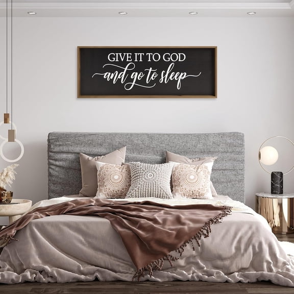 Cskhip Give It To God And Go To Sleep Rustic Wood Signs Pantry Street Signs Vintage Wood Plaque Farmhouse Wall Art Wall Decor for Home Man Cave Door Porch Garden Party 4" x 16"