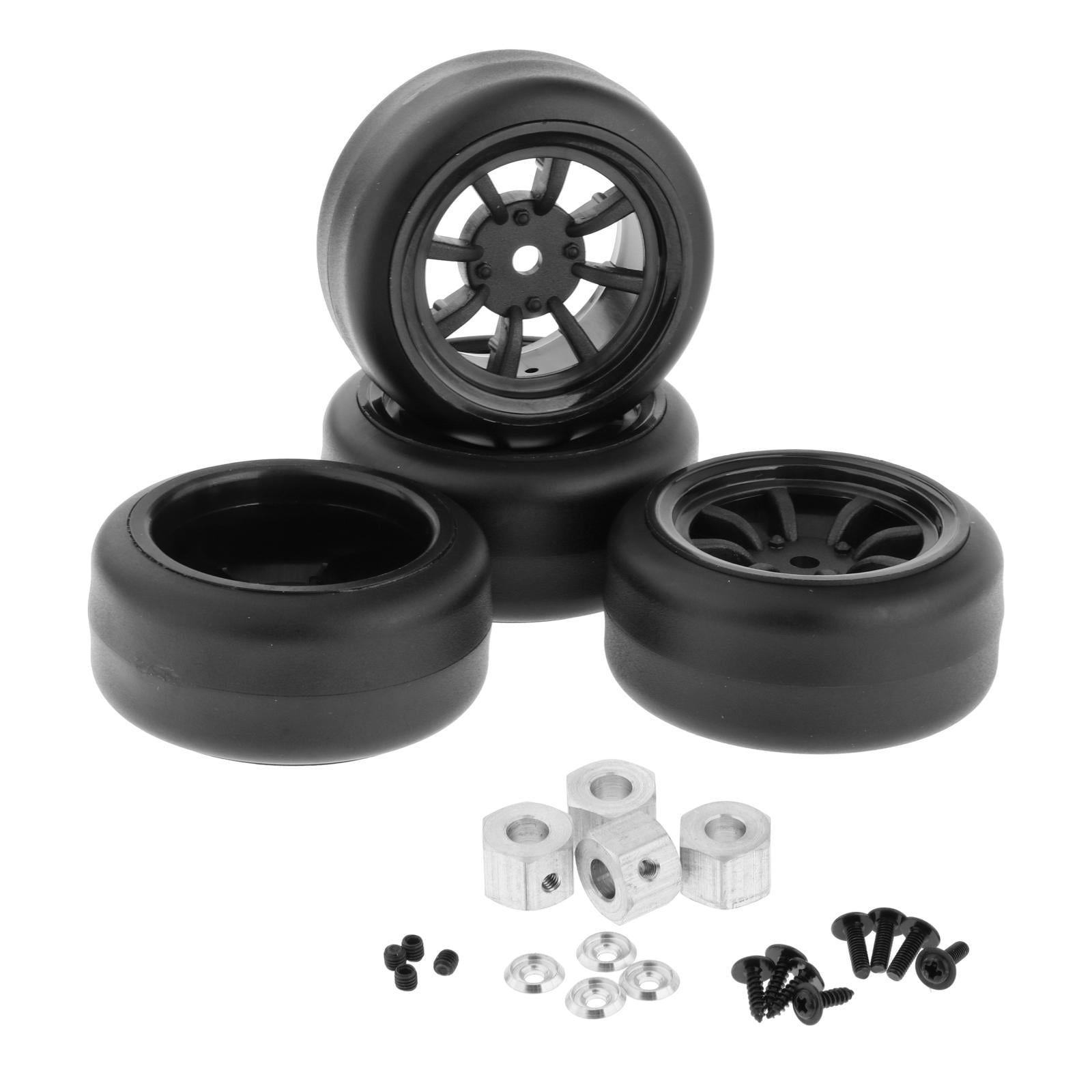 4 Pack Rubber Tires Wheels Assembly with Wheel Hubs for RC Truck Replacement Parts C