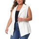 thumbnail image 4 of Chaqueta de mezclilla sin mangas Agnes Orinda Plus Talla Mujer, chaleco de mezclilla blanco con solapa y botones, talla 2X, 4 of 6