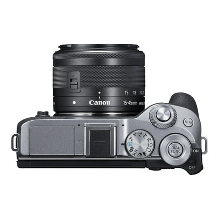 Canon - EOS M6 Mark II Mirrorless Camera with EF-M 15-45mm Lens and EVF-DC2 Viewfinder - Silver