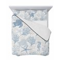 thumbnail image 7 of Quilts Twin-XL Size Bedding Set, Blue Grey Coastal Lightweight Quilted Comforter, Sea Turtle Nautical Coral Summer Beach Reversible Bedspread Coverlet with Pillow Covers for All Season, 68" x 98", 7 of 7