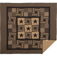 thumbnail image 3 of VHC Brands Black Check Star Queen Quilt 90Wx90L Country Rustic Primitive Design, Black and Tan, 3 of 5