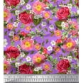 thumbnail image 1 of Soimoi Cotton Jersey Fabric Leaves,Clematis & Rose Floral Fabric Prints By Yard 58 Inch Wide, 1 of 1