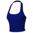 thumbnail image 2 of A2Y Women's Halter Neck Heavy Rib Rayon Spandex Crop Top Royal Blue S, 2 of 6