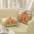 thumbnail image 4 of Fall Pillow Covers 20x20 Pack of 2 Orange Pumpkin Leaf Branch and Stripes Fall Decor Pillowcase Autumn Thanksgiving Decorations Outdoor Throw Pillow Covers Linen Cushion Case for Couch Home, 4 of 6