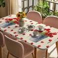 thumbnail image 3 of Red Tulip Flowers Table Cloths for 3 Foot Rectangle Tables, Spring Floral Vintage Drum Country Yellow Patio Waterproof Elastic Fitted Tablecloths, Washable Rectangular Table Cover for Camping, 3 of 8