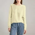 thumbnail image 4 of Sweaters for Women Half Crewneck Long Sleeve Jumper Knitted Pullover Warm Sweater Tops Yellow XL, 4 of 4