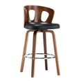 thumbnail image 2 of Modern Wood And Black Faux Leather Swivel Barstool 26 Inch Seat Height, 2 of 4