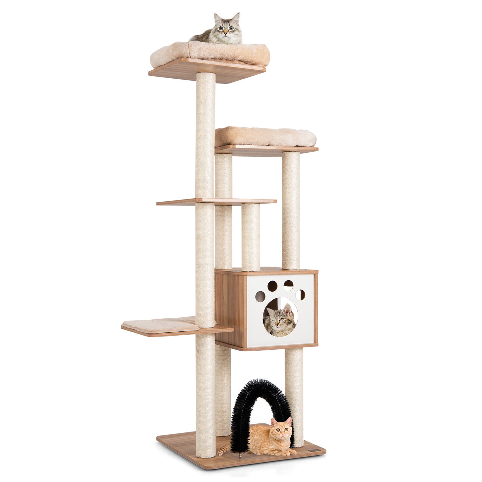 Gymax Cat Tree Cat Tower Cat Condo w/Platform Scratching Posts for