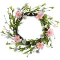 thumbnail image 3 of Northlight 12" Unlit Green/Pink Artificial Floral Christmas Twig Wreath, 3 of 9