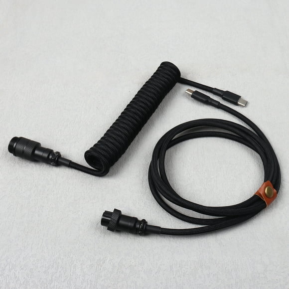 Câble de Clavier USB C à USB C à Double Manchon Personnalisé, Câble Aviateur Détachable pour Clavier Mécanique de Jeu, Longueur Enroulée 15±1cm, Longueur Droite 1.5M 2C12