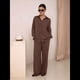 thumbnail image 5 of Conjuntos Casuales de Mujer para Estar en Casa, Camisas de Larga con Botones y Pantalones de Pierna , Chándal Marrón Oscuro XXL, 5 of 10