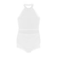 thumbnail image 5 of Haitryli Women Sleeveless Solid Gymnastics Leotard Cut Out Back Glitter Rhinestone Bodysuit White L, 5 of 7