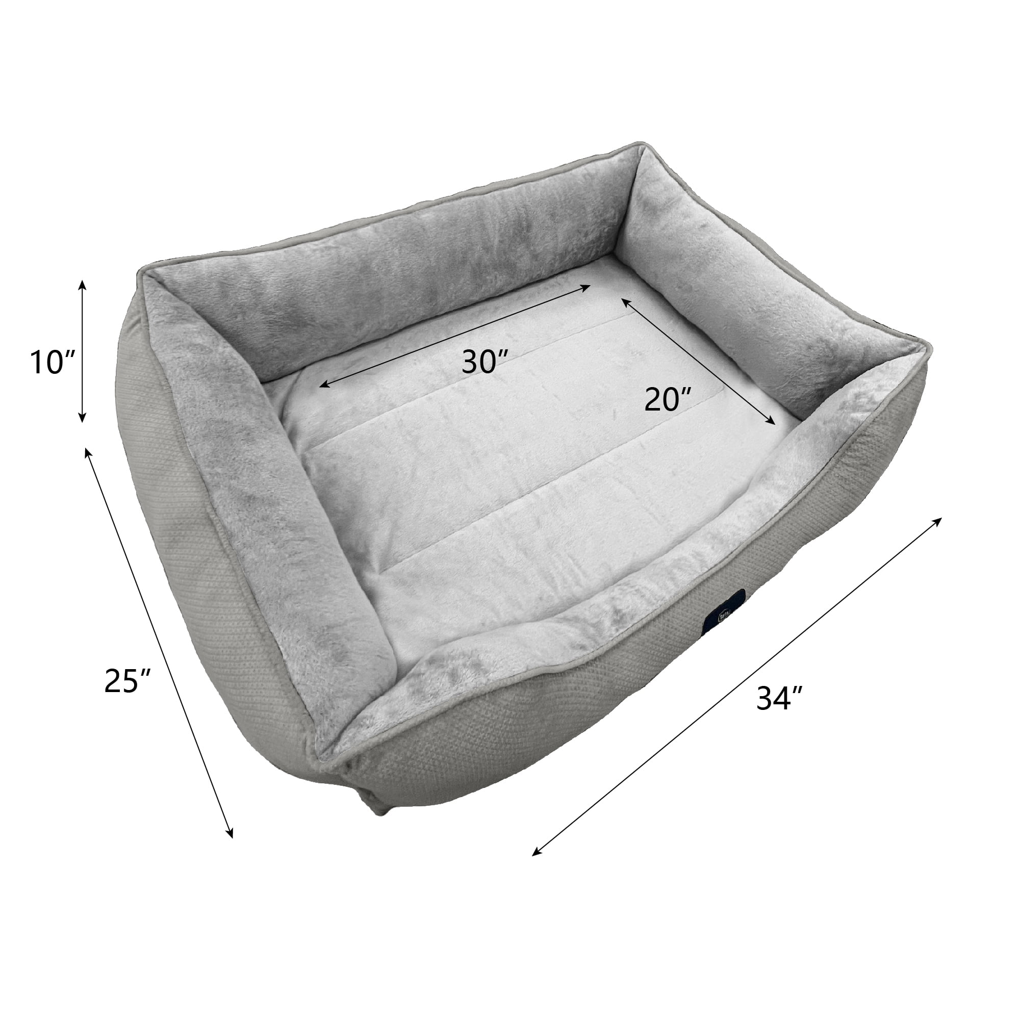 Serta Cuddler Bolster Cat & Dog Bed, Gray, Large