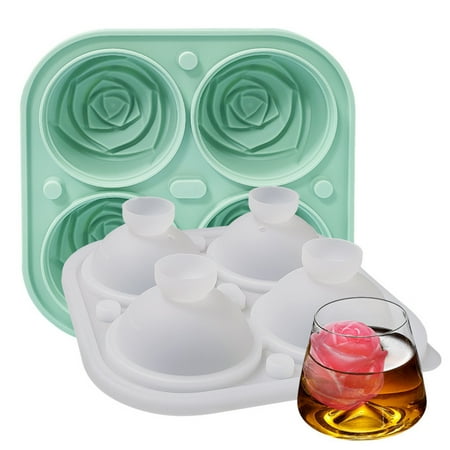 

Ringshlar Silicone Ice Cubes Tray Stencils 4 Cavity Easy Release Ice Stencils Ice Rose Shape Maker For Drinks