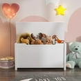 thumbnail image 2 of Kids Wooden Toy Box, Wide Toy Storage Organizer Toy Chest with Safety Hinged Lid, Children's Furniture Large Trunk Bench for Boys and Girls, White, 2 of 7