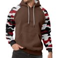 thumbnail image 2 of Men's Pullover Hoodie with Camouflage Print Raglan Long Sleeves Drawstring Hood and Kangaroo Pocket for Casual Wear Light Brown 3XL, 2 of 5