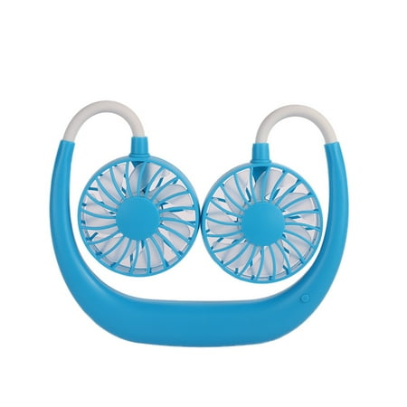 

Summer Outdoor Portable Cooling Wearable Tool Speed Adjustable For Traveling Tool Hand Free Mini USB Rechargeable Blue