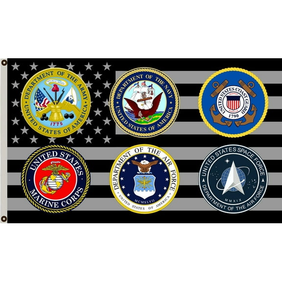 We Support Our Troops Flag U.S. Armed Forces Military flags All 6 Seals Polyester 3x5 FT Indoor Outdoor Banner