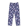thumbnail image 2 of Vsdgher Skull flower white blue Print Mens Pajama Pants Sleep & Lounge Pants, PJ Bottoms With elastic waistb and Pockets, 2 of 5