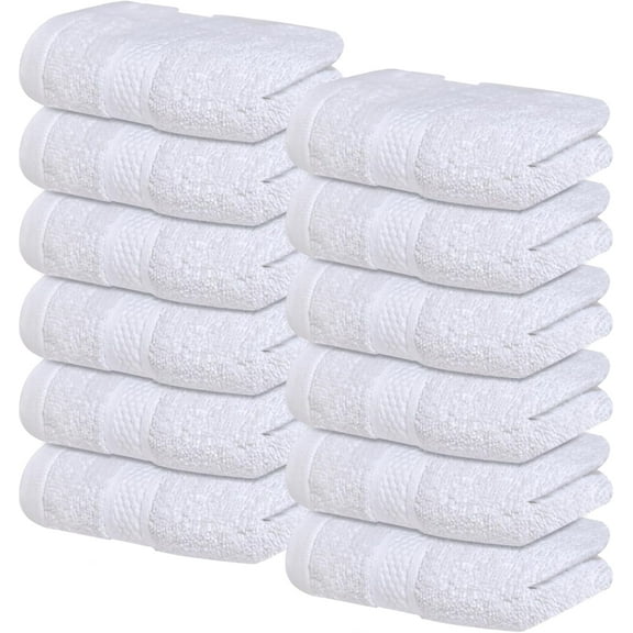 Infinitee Xclusives Luxury Wash Cloths for Showering [13x13] – 100% Cotton Washcloths [Pack of 12], Soft and Absorbent Face Towels for Bathroom Wash Clothes, Gym, and Spa (Brilliant White)