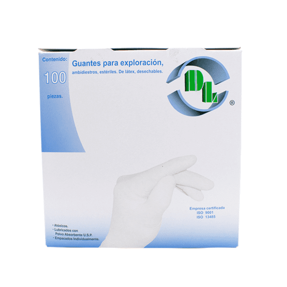 GUANTE DE LATEX P/EXPLORACION ESTERIL GRANDE C/100PZ