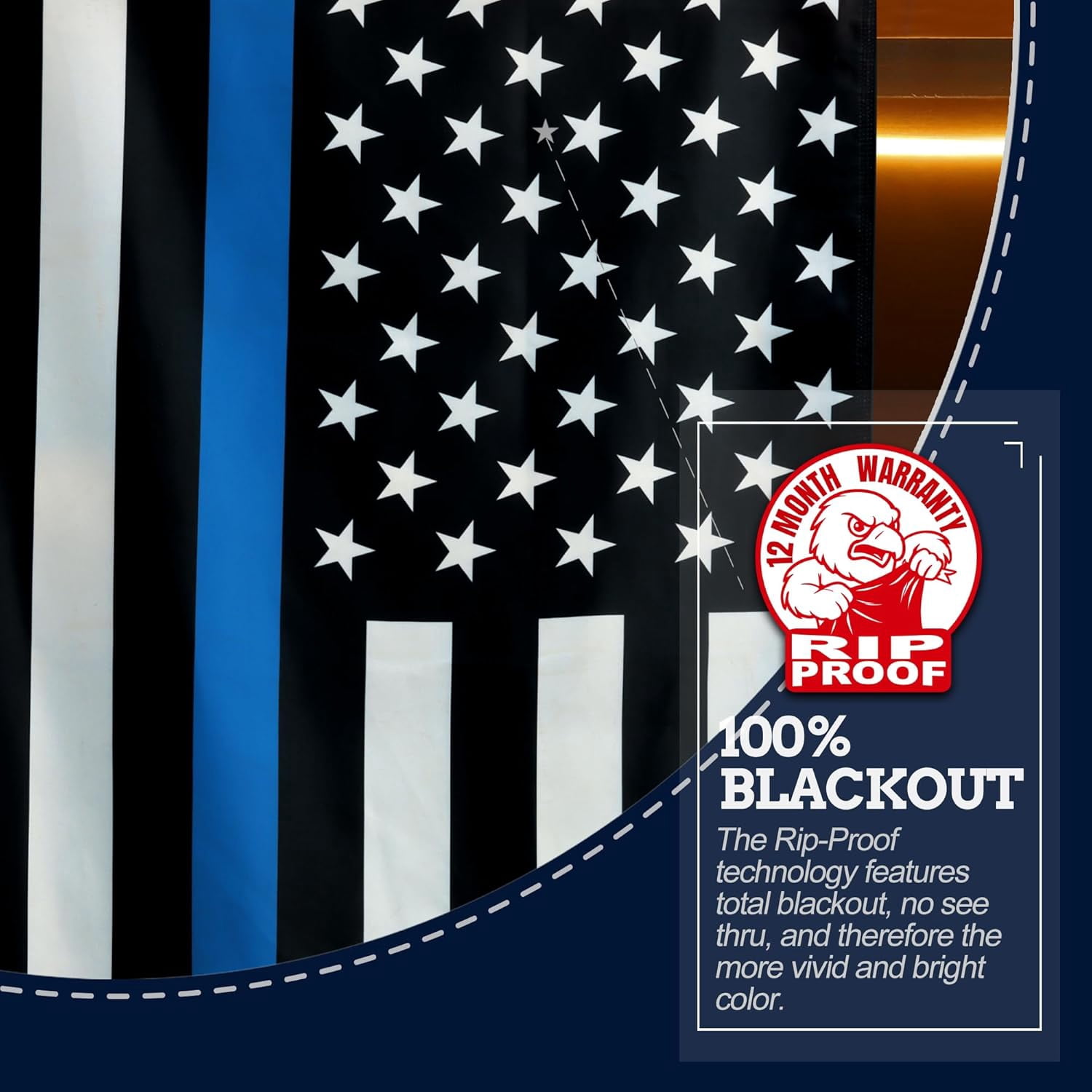 Anley Rip-Proof Technology Double Sided 3-Ply Thin Blue Line Flag 3x5 Foot -  Law Enforcement Police Flag USA Banner