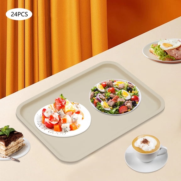 24PCS Plastic Cafeteria Trays - Durable Restaurant Serving Trays for Fast Food, Coffee Bars, and Cafeterias