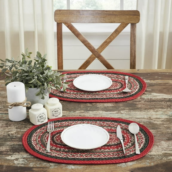 VHC Brands Farmhouse Christmas Decorations Forrester Indoor/Outdoor Oval Placemat 13x19