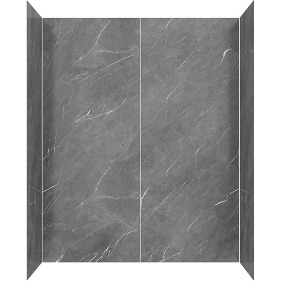 Streamline DSH-1340-136 32 in. L x 60 in. W x 55 in. H 4-Piece Glue-Up Alcove Bathtub Surround in Grey Marble Finish