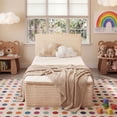 thumbnail image 4 of Ovios Twin Size All-in-One Floor Bed in a Box, 16.7" Upholstered Compressed Foam Mattress with Headboard, No Assembly Required, Beige, 4 of 8