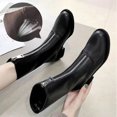 thumbnail image 5 of Fesfesfes Women's Retro Elastic Ankle Boots Fashion Flat Heel Round Toe Fall Heeled Front Zipper Cylinder Shoes Brown Boots 7.5(40), 5 of 9