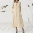 Women's Long Sleeved Solid Color Casual Maxi Long Shirt Dresses With