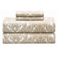 thumbnail image 2 of Feather and Stitch New York 4-Piece 300 Thread Count Ivory Paisley 100% Cotton Percale Sheet Set, Full, 2 of 5