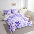 thumbnail image 3 of Castle Fairy Cartoon Flowers Axolotl Bedding Comforter Set,Plaid Grid King Bedding Sets, 3 of 8