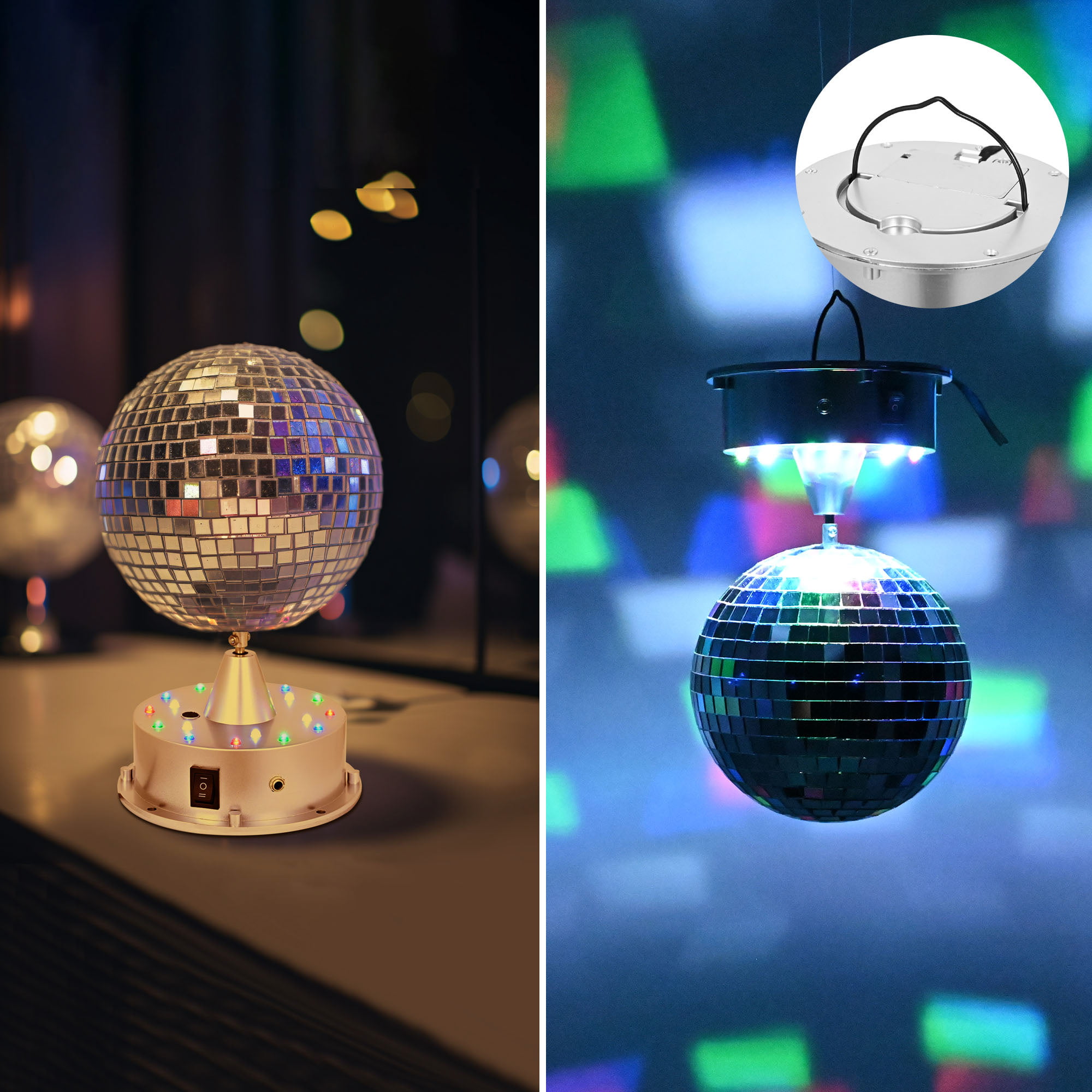 Mirror Disco Ball Sumono 6 Inch Mirror Ball Lightning Ball with Hanging  Ring for DJ Club Stage Bar Party, Wedding Holiday Decoration