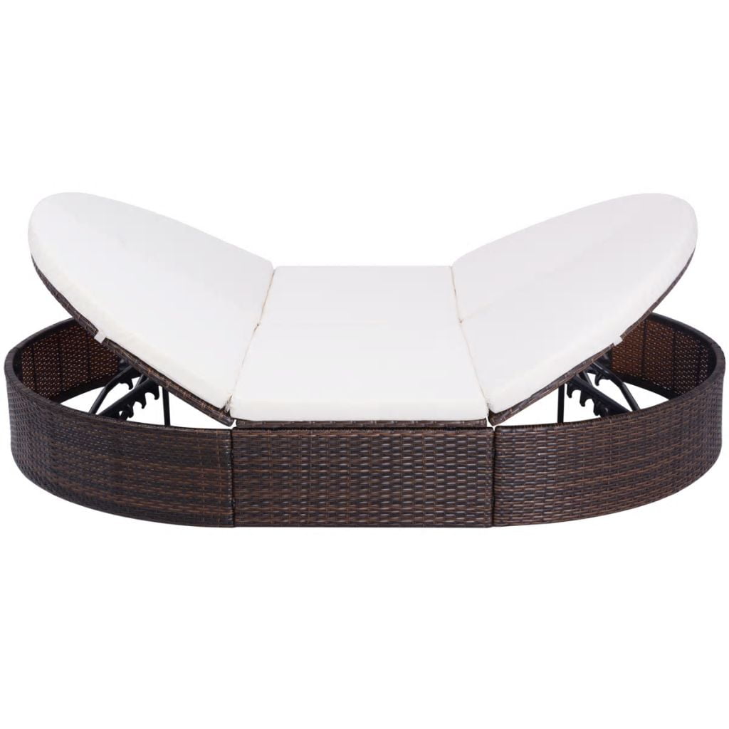 Lowestbest Outdoor Lounge Bed, Adjustable 2-Person Sun Lounger with Curtains Lowestbest Outdoor Lounge Bed, Adjustable 2-Person Sun Lounger with Curtains
