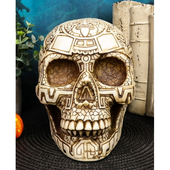 Ebros DOD Mesoamerican Maya Aztec Gods Skull Statue Tribal Tattoo Figurine
