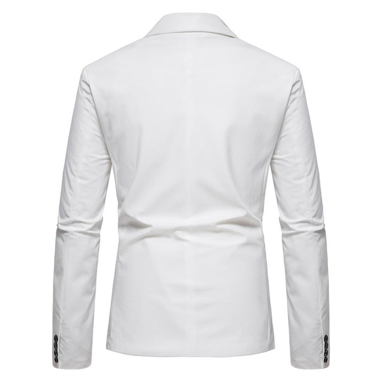 Olyvenn Deals New Men's Casual Suit Jacket Fashion Color Piece Single Two  Button Slim Fit Suit Jacket Blazer Winter Warm Long Sleeve Hoodless Blazers  Formal Business Office Workwear Blue 4 