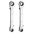 thumbnail image 1 of Uxcell 2pcs 3/8" x 7/16" SAE 180° Double Box End Reversible Ratcheting Wrench, Silver, 1 of 7