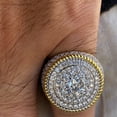 thumbnail image 2 of Men's Flower Cluster Pinky Ring 20MM 14K Gold Plated 2-Tone Round CZ Micro Pave Size 10, 2 of 12