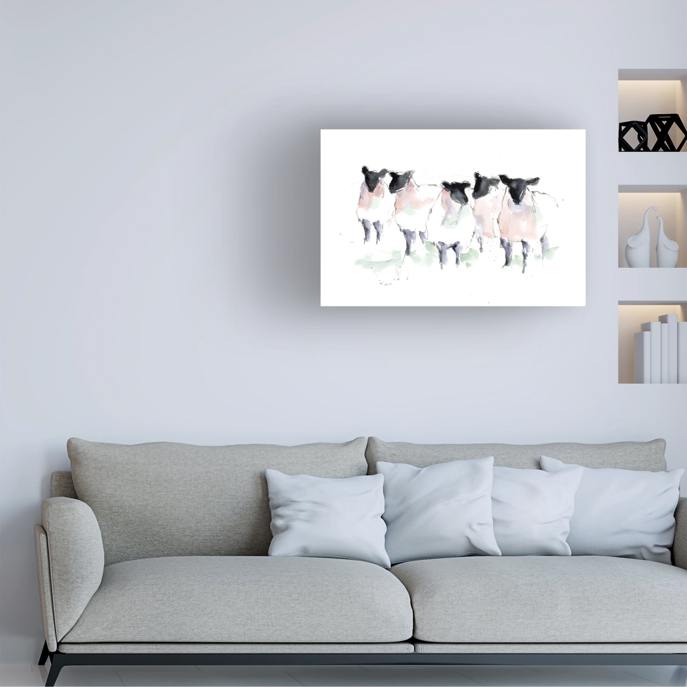Ethan Harper 'Minimalist Watercolor Sheep I' Canvas Art