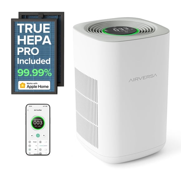 Airversa Purificador de aire para el hogar, recámara, habitación grande, 1050 pies cuadrados, filtros de aire de hasta 99.99% PM2.5, limpiador de aire inteligente funciona con HomeKit para oficina de