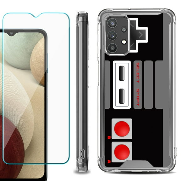 Shockproof Bumper Phone Case for Samsung Galaxy A32 5G, with Tempered Glass Screen Protector, by OneToughShield ® - Game Controller