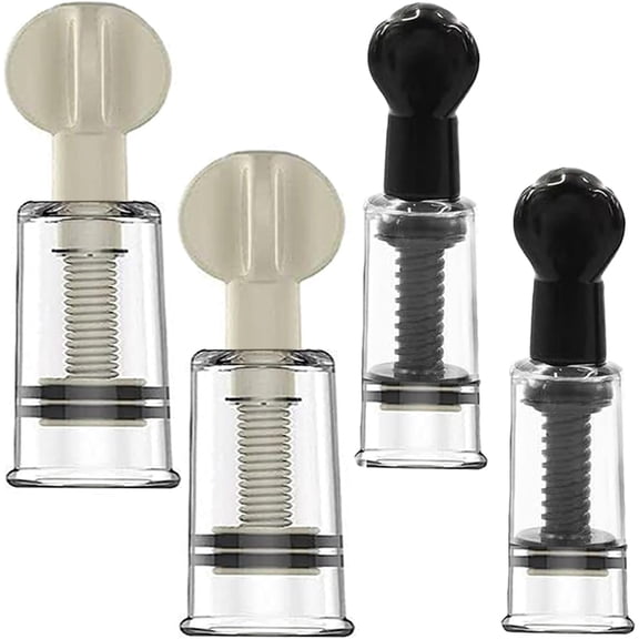 XIRQI 2 Size 4Pcs Black White Vacuum Suction Cups Nipple Correctors for Inverted,Flat and Shy Nipples,Breastfeeding Mother Or Women Gentle Traction Safe Comfortable Nipple Suckers