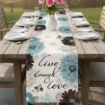 thumbnail image 4 of Turquoise Brown Spring Floral Cotton Linen Rectangle Table Runners 13"x60", Vintage Summerbotanical Coffee Table Runner Dresser Scarves Luxury Table Runners for Wedding Party Banquet Dinner Decor, 4 of 8